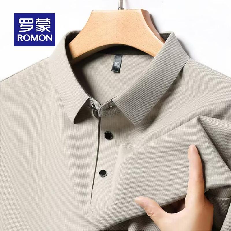 ROMON Men's High-Quality Long Sleeve Polo Shirt