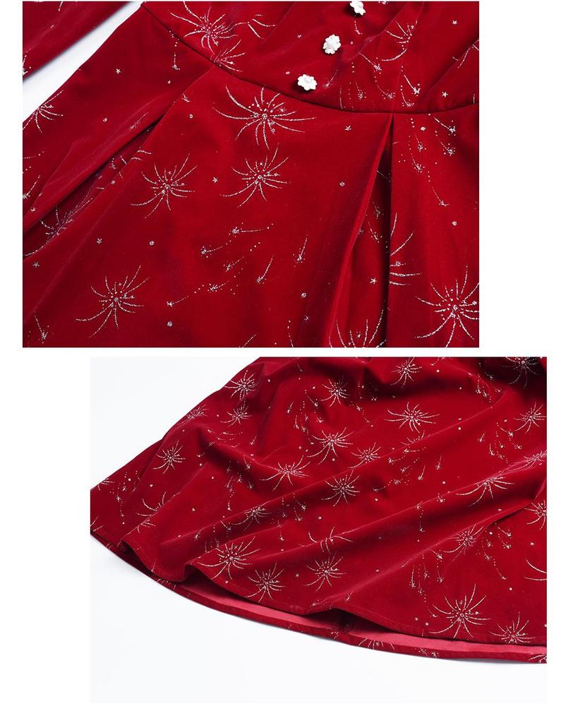Plus Size Sparkly Red Beaded Dress - New Year Atmosphere