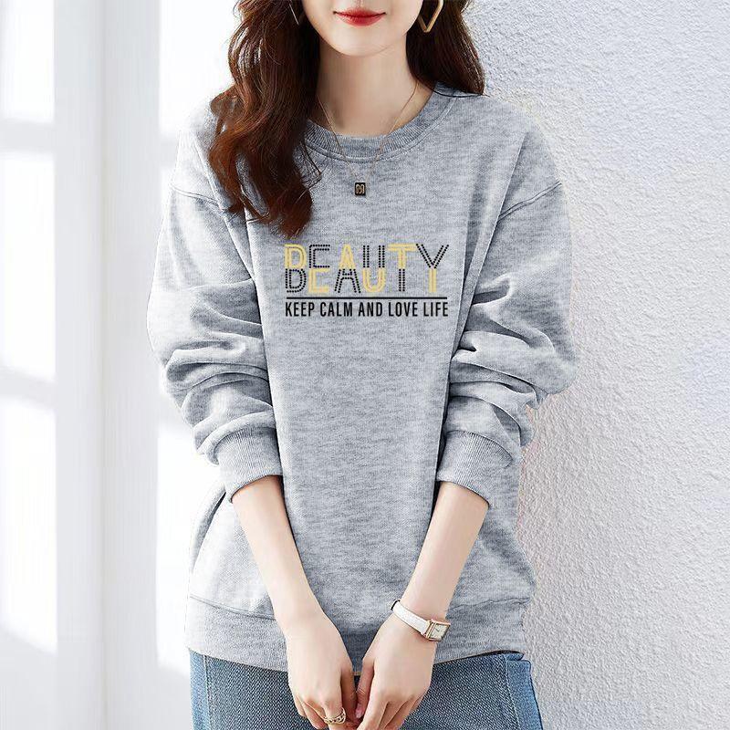 

Женский свитшот Осень Новый Тонкий Секция Высокое Качество Свободный Мода Корейский Стиль Повседневный Топ L серый