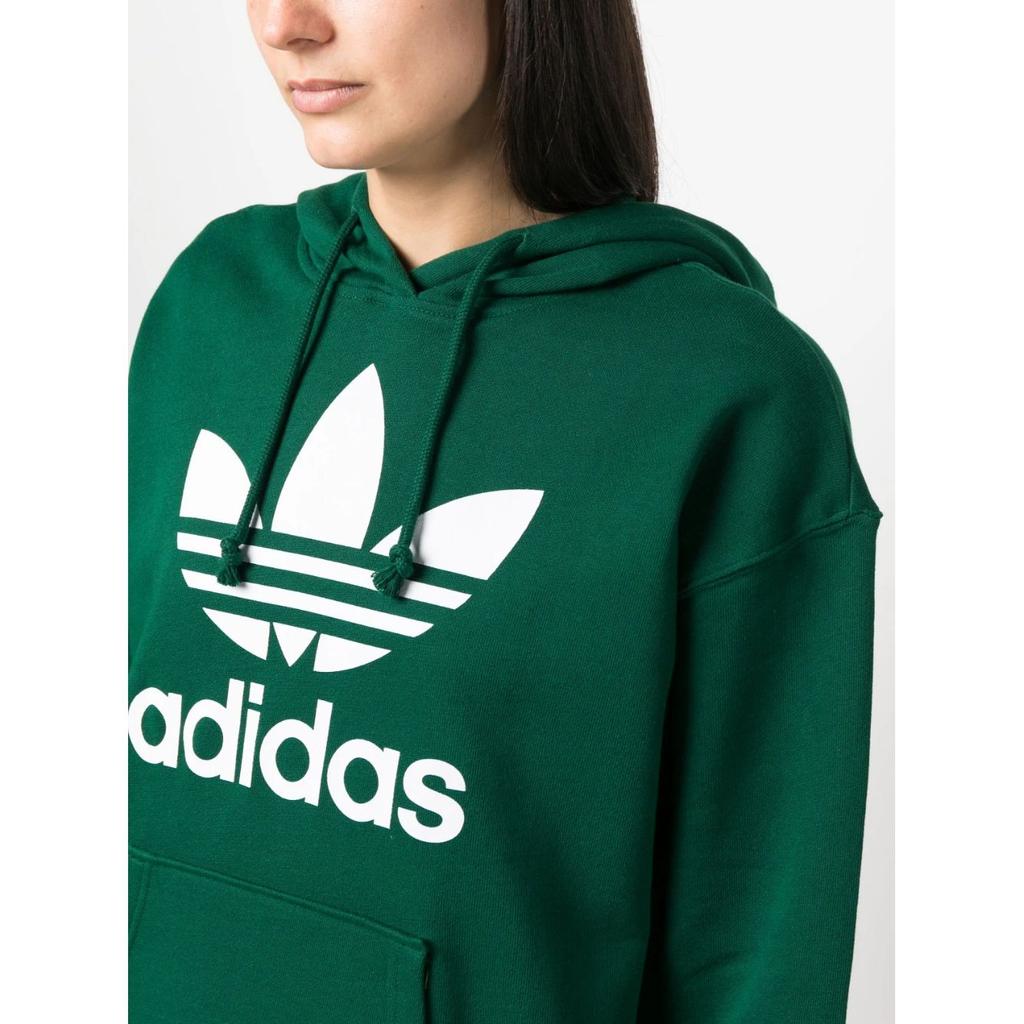 Adidas Mikina s kapucí se stahovací šňůrkou s potiskem loga Dámské mikiny Tmavě zelená IB7433