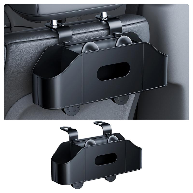 Multifunctional Car Back Seat Storage Organizer Scratch-Resistant Tissue Box With 2 Cup Holders Universal Stowing Space Tidying