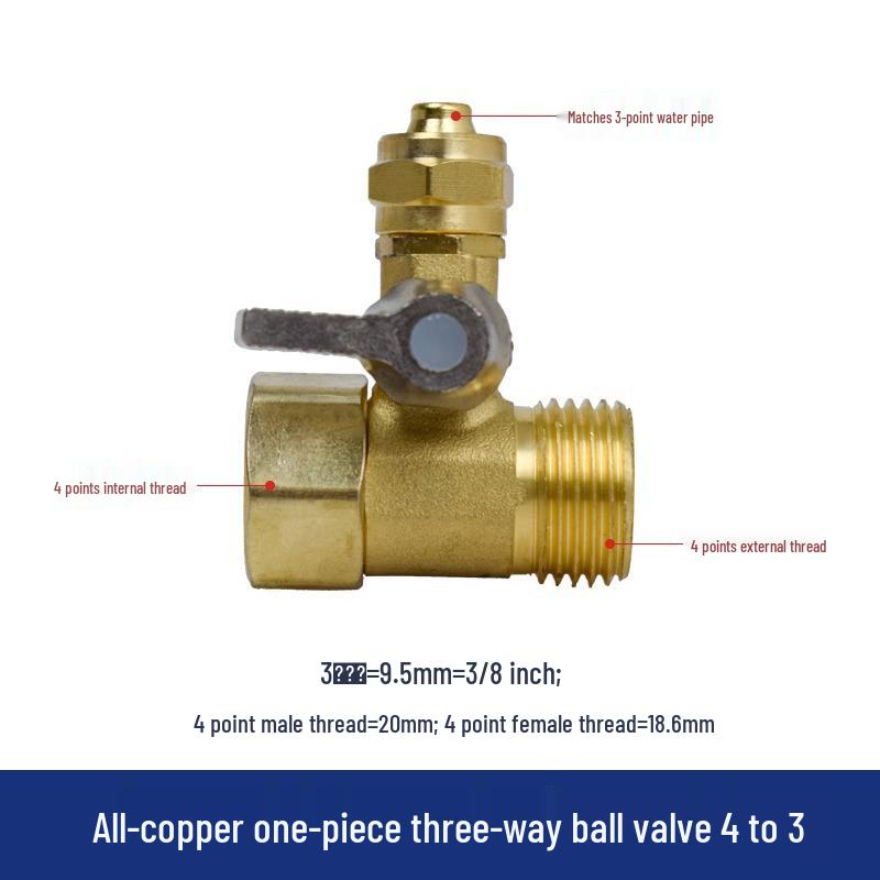 All-Copper Inlet Tee Ball Valve for Pure Water Machine (4-Point, 2-Point, 3-Point)