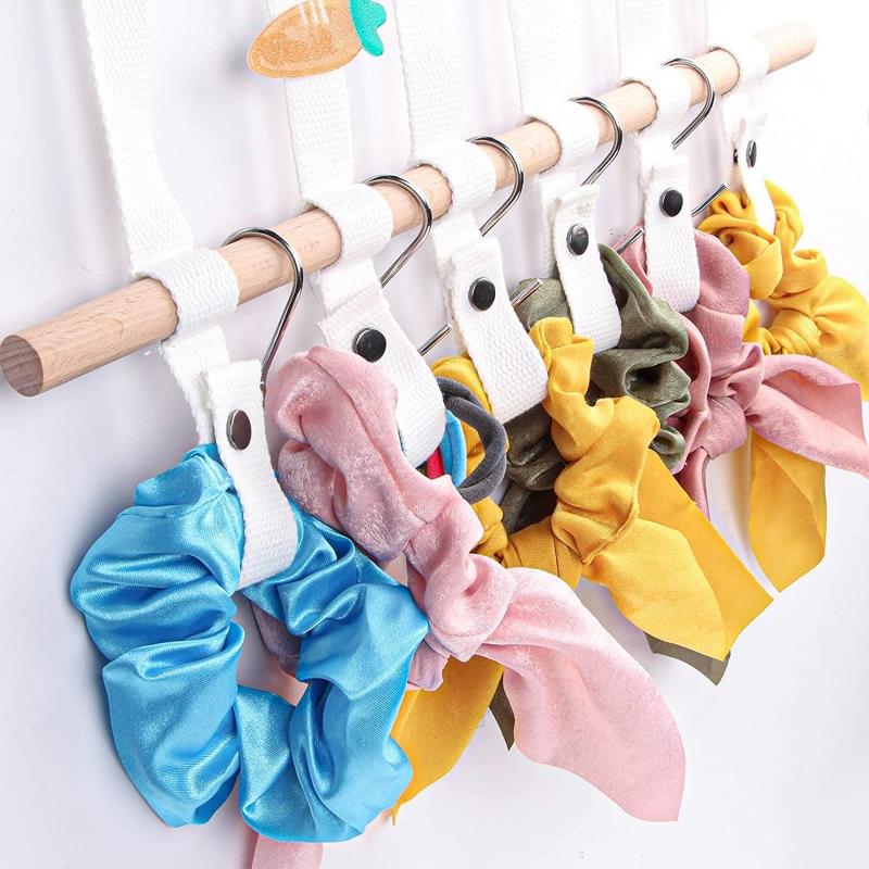 Woven Wooden Sticks Storage Belt Holder Hairpin Hair Clips Headbands Organizer for Teenager Girls Headwear Wall Hanging