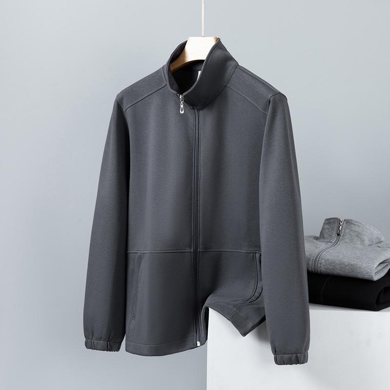 Men's Plus Size Fleece-Lined Stand Collar Cardigan Jacket - Thick, Loose, Casual, Versatile Winter Sweatshirt