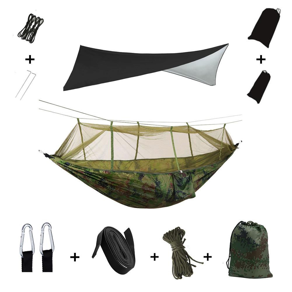 Anti Outdoor Camping Hammock With Mosquito Net And Rain Tent Equipment Supplies Shelters Camp Bed Survival Portable Hammock Soft and Comfortable
