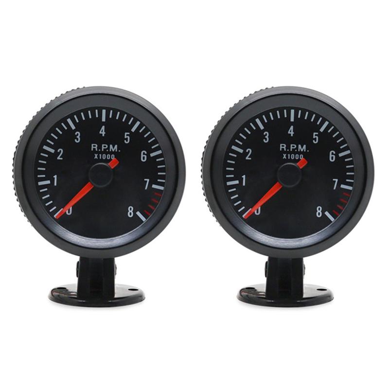 Car Meter Tachometer For 1-8 Cylinders Gasoline Car RPM Gauge Analog Black Case 0-8000RPM