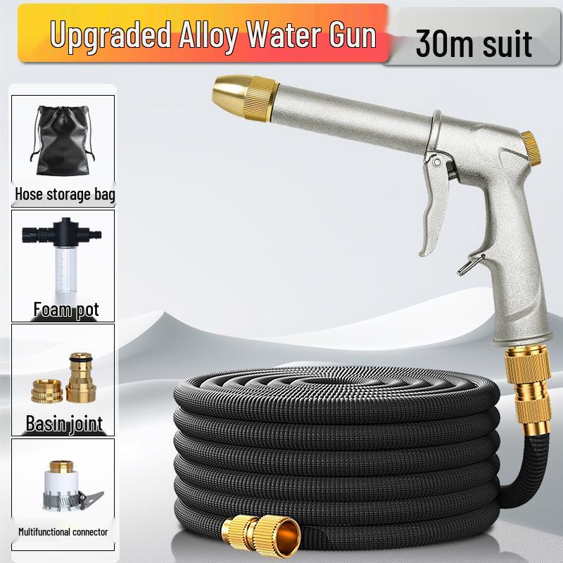 High-Pressure Car Wash Water Gun Set with Retractable Hose and Foam Pot