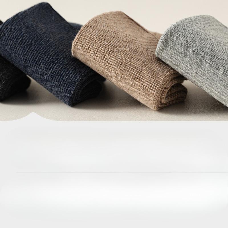Men's Autumn and Winter Thickened Pure Cotton Loose Mid-calf Socks, Antibacterial and Deodorizing Long Calf Socks, Business Solid Color Men's Socks