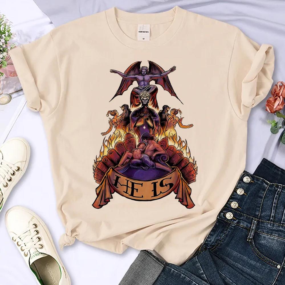 Ghost Band Top Women Designer T Shirt Female Japanese Manga Y2k Clothes