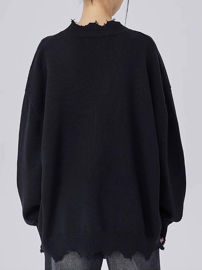 Vintage Baggy Långärmad Tröja Dam Street Style Topp Mode Enfärgad Casual Oversize Pullover Y2k Kläder