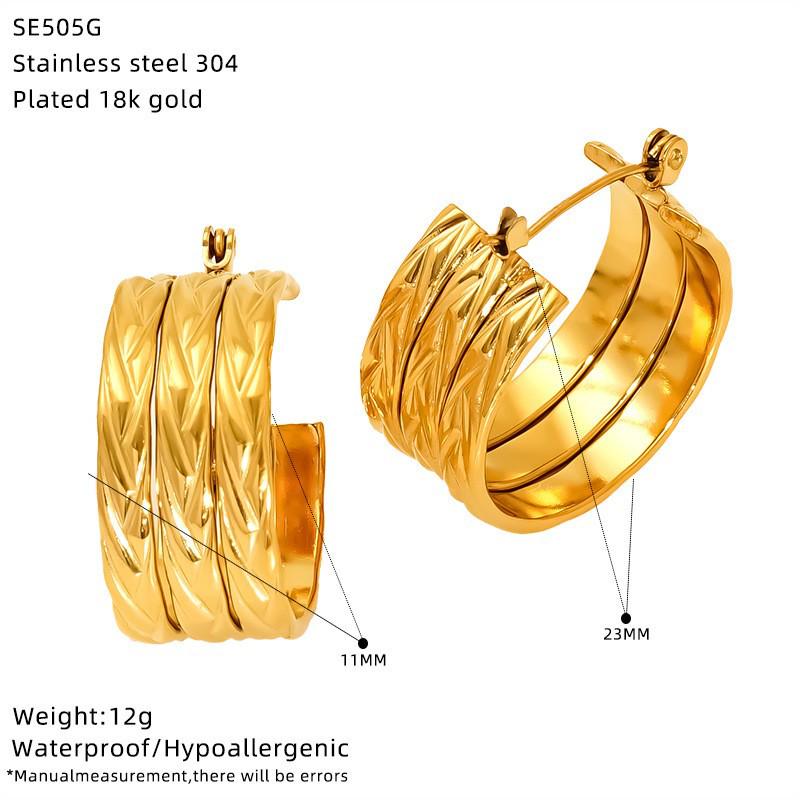 European & American Minimalist Titanium Steel Gold Wrap-Around Earrings - Women's Ins Style, Light Luxury Versatile Design