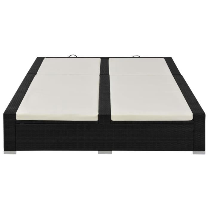 VidaXL Chaise longue double Résine tressée Noir