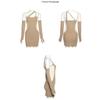 Sexy Pure Sexy Dress Sweet and Spicy Retro Contrast Color Hanging Neck Dress Show Waist Slimming Skirt Sexy Open Shoulder Wrap Hip Skirt