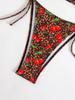 2025 Cross-Border Lace-Up Printed Bikini Swimsuit for Women - European & American Style