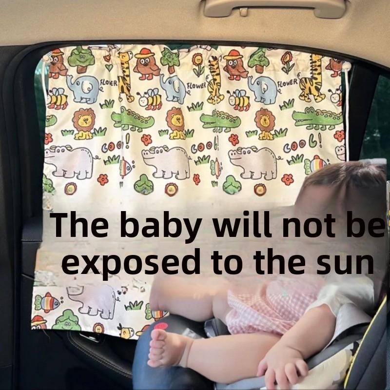 Saugnapf-Vorhang für die Autoscheibe Sonnenschutzabdeckung Cartoon Universal Seitenscheiben-Sonnenschutz UV-Schutz für Kind Baby Kinder