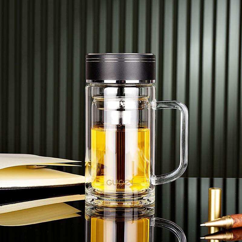 GUOZI Xinglang GZ-S53A Double-Layer Glass Tea Mug with Handle