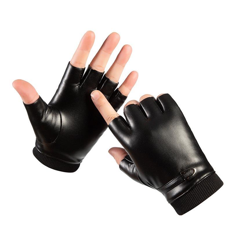 Half-finger Leather Gloves New Men's and Women's Fashion Warm and Cold Half-finger Gloves Outdoor Cycling Sports Leather Gloves