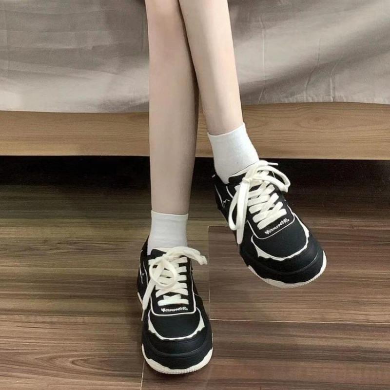 2025 Damen Plateau-Sneaker Sommer Neu Allround Skateboard-Schuhe Mode Schwarz Atmungsaktive Freizeitschuhe Zapatillas De Mujer