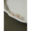 S925 Silver-plated 14K Gold Stud Earrings, Light Pink Cross Flower Elegant Temperament Earrings, Japanese and Korean Niche Single Earrings