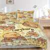 3pcs Capybara Dessert Shop Bedding Set - Includes One Quilt Cover and Two Pillowcases (No Core) - Anime Cartoon Design, Perfect for Bedroom