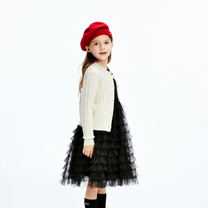 little MO&Co. Girls  Cable Knit Cardigan (Merino Wool Blend) 120