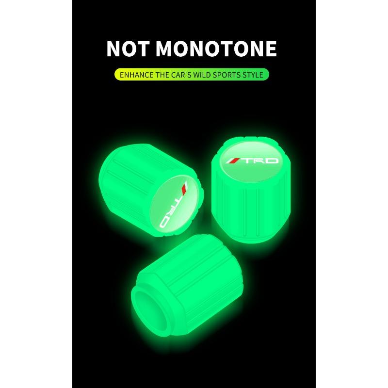 Luminous Car Tire Valve Caps Fluorescent Motorcycle Wheel Tyre For Toyota GR TRD Chr Corolla Yaris Rav4 E150 E120 Land Cruiser 200