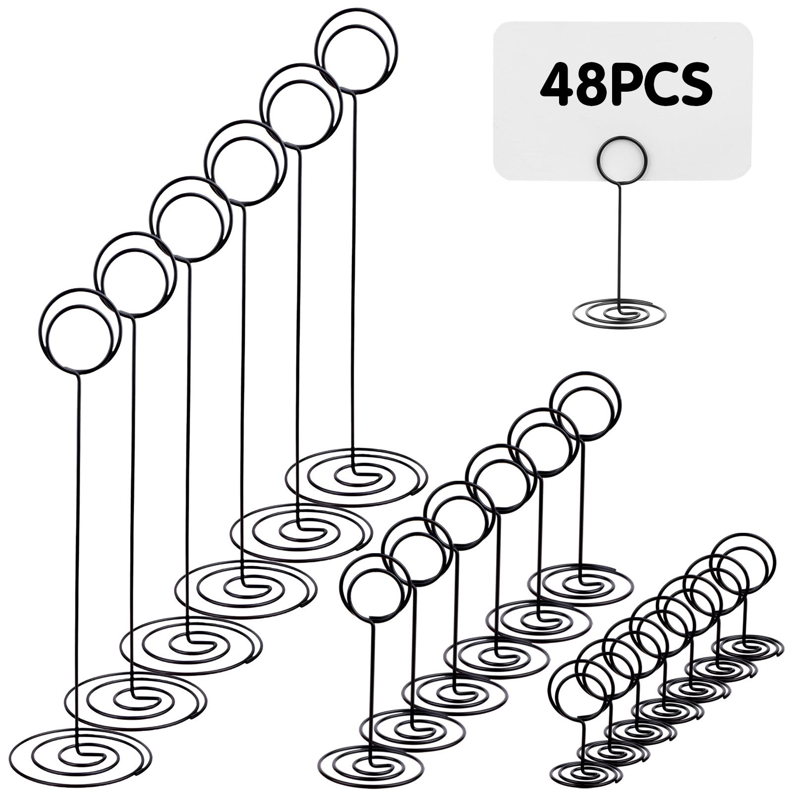

48Pcs Table Number Holders Black Table Card Stand Metal Name Note Picture Number Card Holder Standing Table Sign Holder For Home чорний