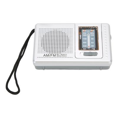 AM FM Radio Battery Operated Built In Speaker Portable Pocket Radio for Outdoor Travel Silver Grey