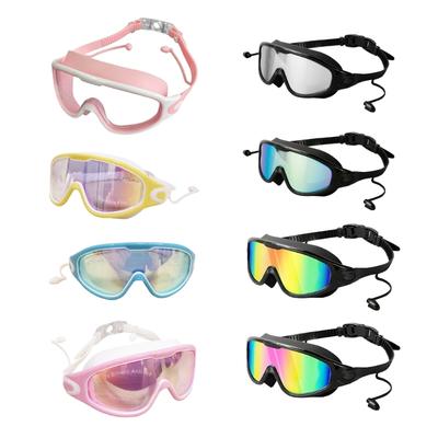 Adult Swimming Goggles Leakproof Swim Goggles With Ear Plugs Large Frame Swimming Glasses for Water Sports
