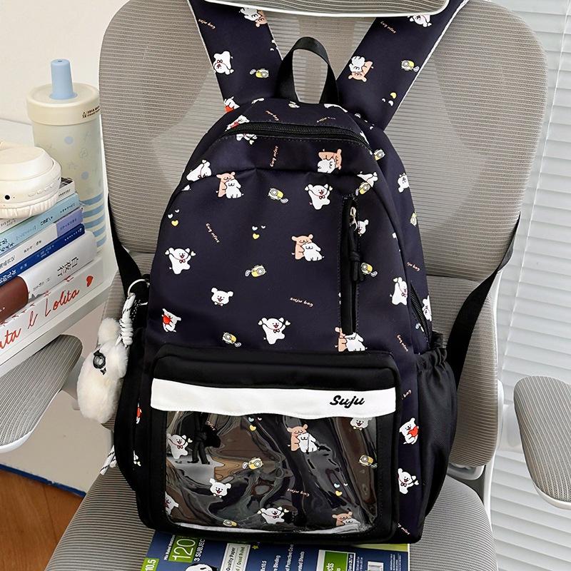 Schoolbag New Cartoon Puppy Printed Backpack Junior High School Schoolbag Ins Niche High Value Backpack