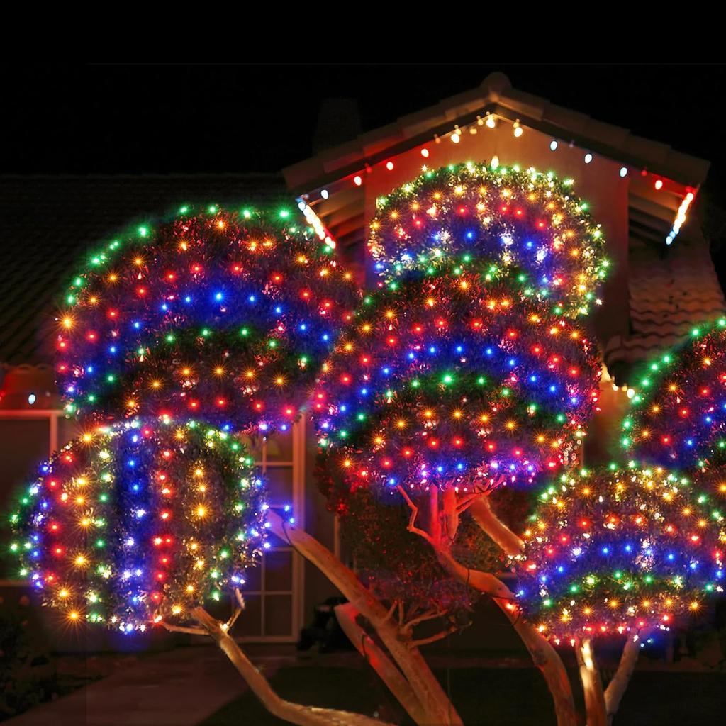 Christmas Net Lights Outdoor Solar Powered Mesh Light Waterproof Timing Dimmable for Tree Garden Yard Wedding Party Decoration