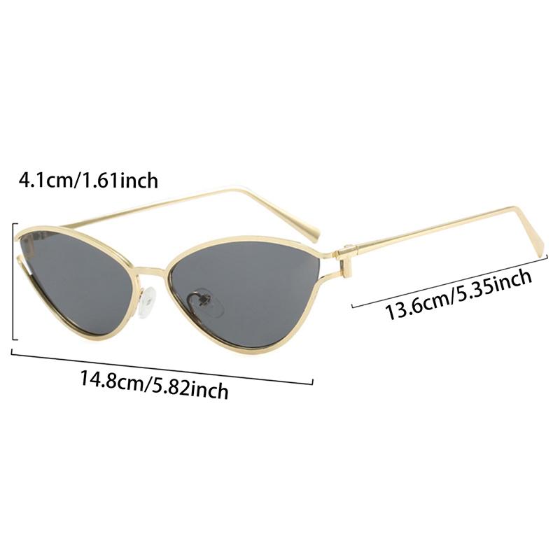 Vintage Cat Eye Sunglasses Women New Stylish Metal Rim Solid Color Casual Shades Trendy Retro Brand Design Sun Glasses