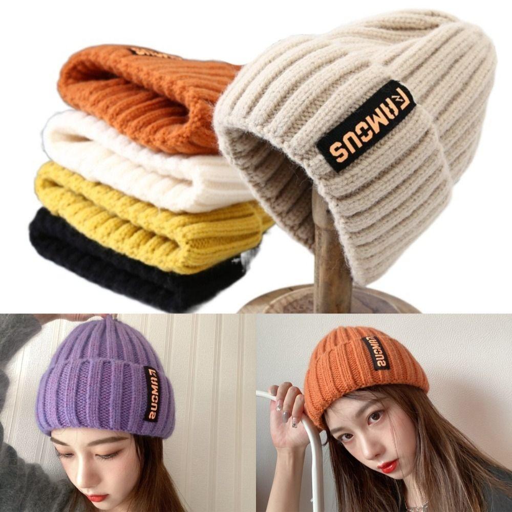 Long Label Knit Beanie Soft Crochet Hat New Winter Hat  Men Women