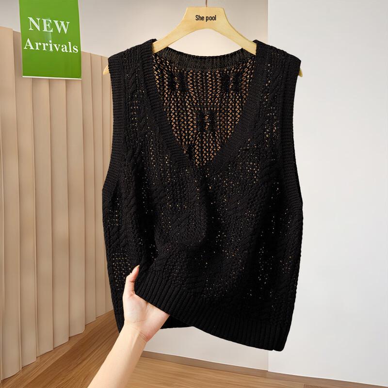 Women s Loose Fit V-Neck Knit Vest S