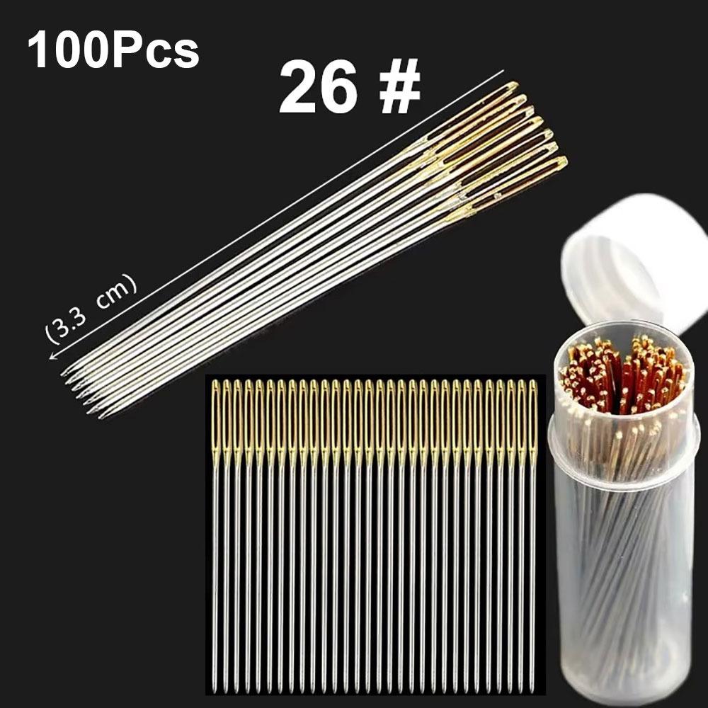 100Pcs New Multi-size Sewing Needle Stainless Steel 22/24/26# Cross Stitch Needle Tail Embroidery Fabric DIY Craft Tool