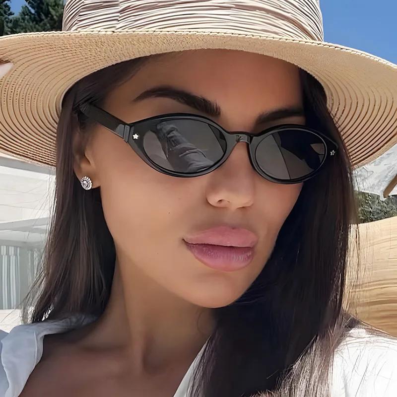 2025 New Women Sunglasses Narrow Oval Frame Luxury Brand Design Popular Style Outdoor Female Sunglasses Sunshade Glasses Uv400