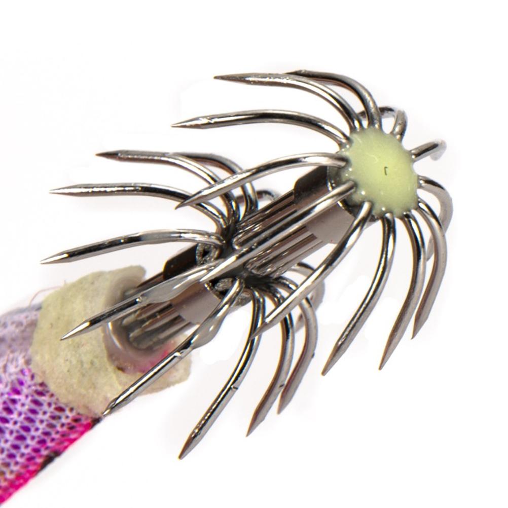 Luminous Wood Shrimp Squid Hook Lures Shrimp Bait with Squid Jigs Hooks Cuttlefish Sleeve Jig Hooks