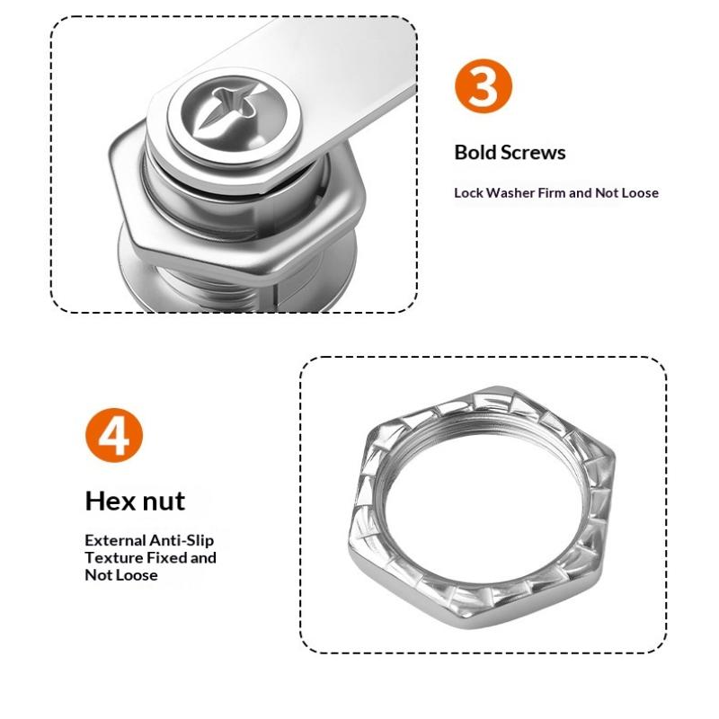 Zinc Alloy Cam Lock With Waterproof Cover Cabinet Drawer Mailbox Latch Lock With 2 Keys For Furniture