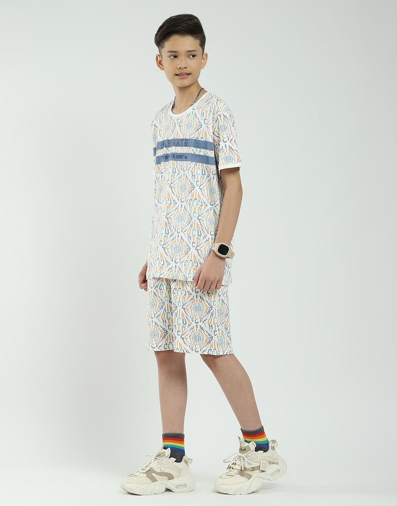 MONTE CARLO Boys Regular Fit Printed Half Sleeve Bermuda Set