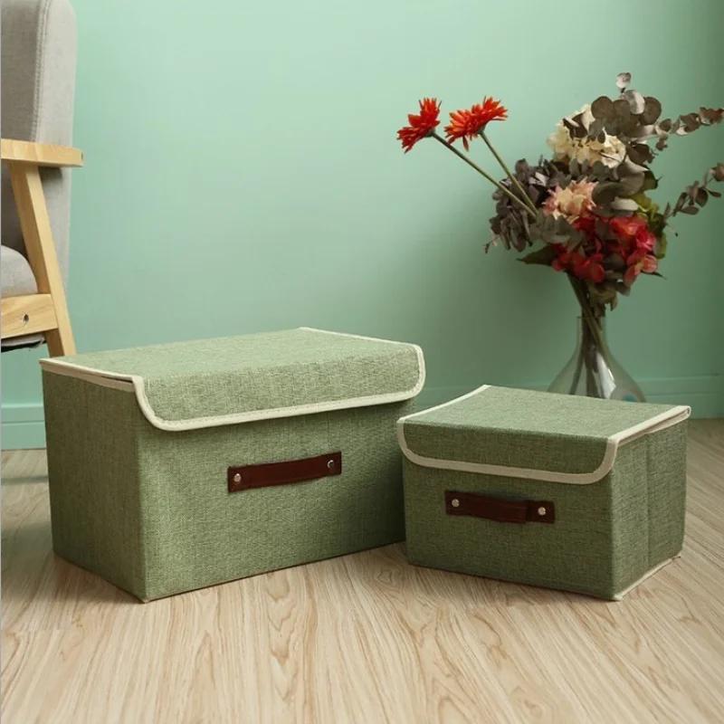 Thicken Storage Boxes Foldable Clothes Box High-quality Cotton and Linen Storage Box with Lid Washable Cloth Storage Boxes