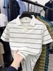 2026 Seagull Collar Striped Polo Shirt for Men - Short Sleeve Summer Lapel Tee for Dad