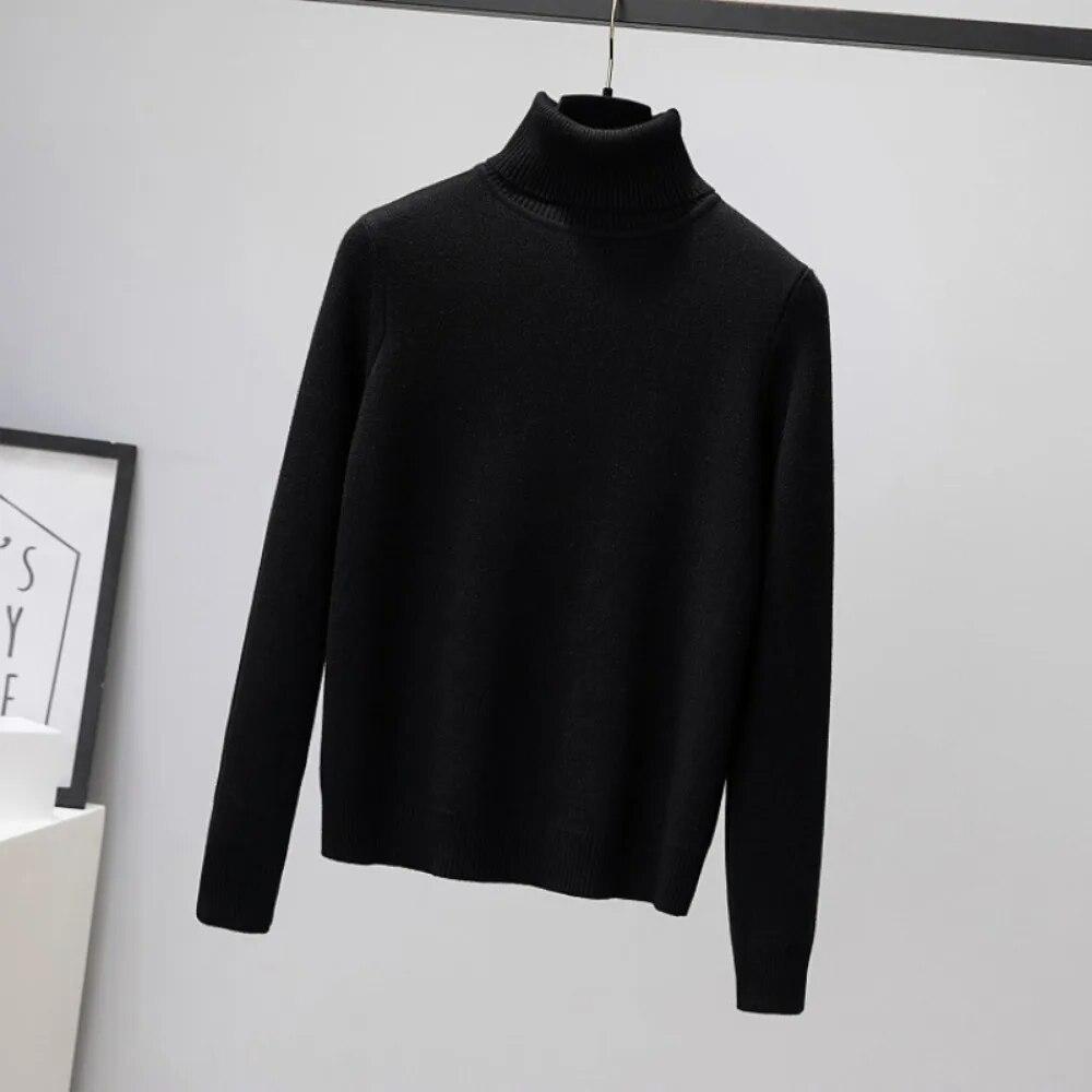Women's Fashion Insulated Velvet Sweater with Collar, Korean  Warm Knitted Lined Pullover, Thin Top, Winter Knitwear