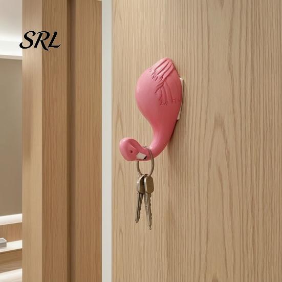 Cute Home Decor Hooks Animal Wall Hook, Flamingos/Giraffes/Swans/Elephants Shape Hanger, Self Adhesive Resin Decorative Hook for Coats Hats Towels And