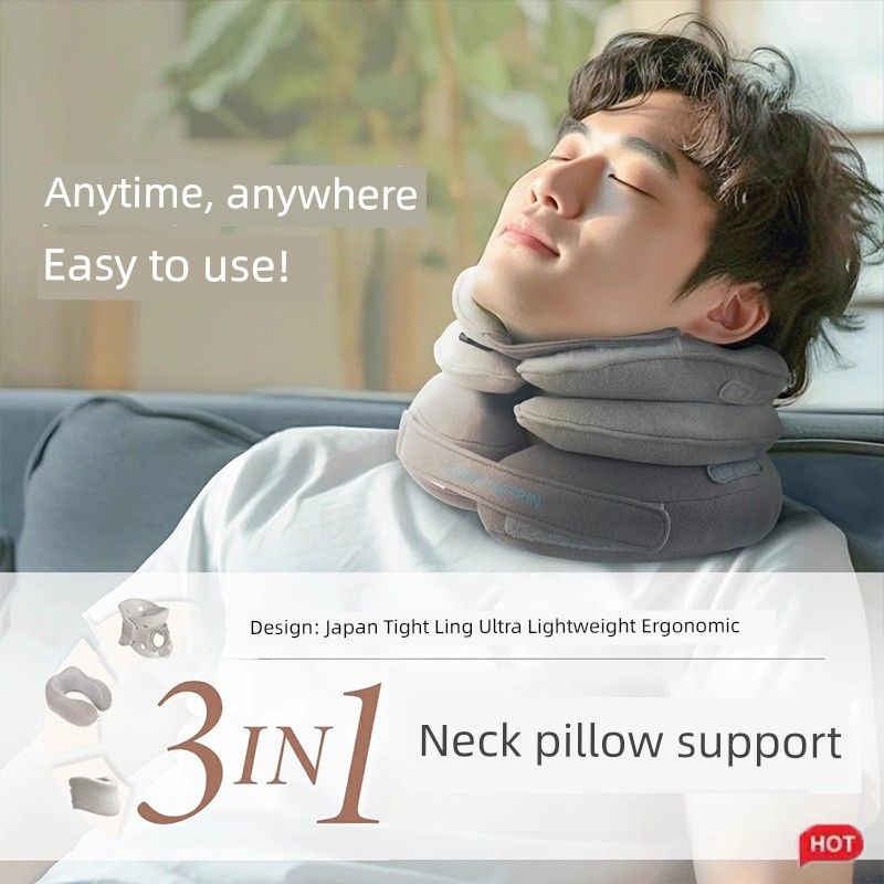 

Japanese-Style Inflatable Cervical Support Neck Pillow for Neck Correction and Cervical Spine Protection, Anti-Bending Device Neck Brace (Standard Style) Large Size One size