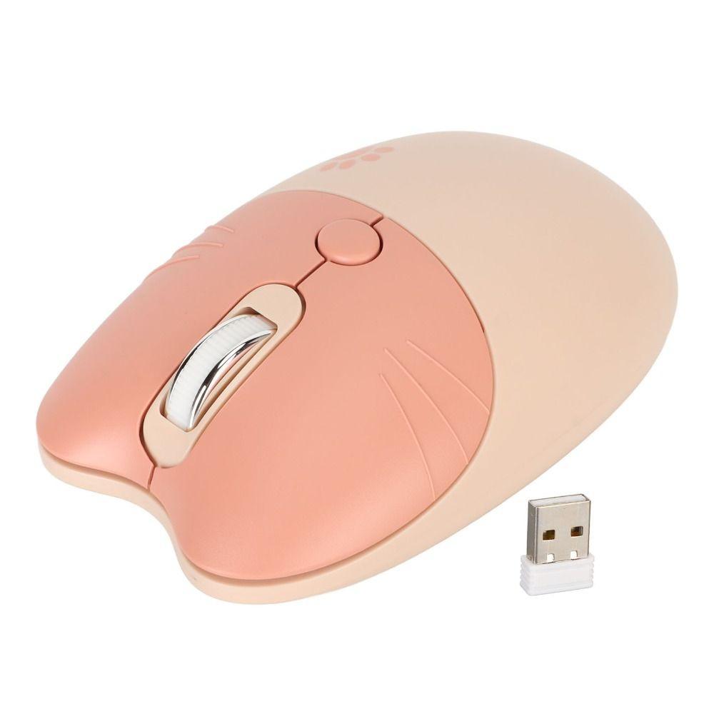 

Colorful 2.4G Cat Wireless Mouse Plug Play Mute Design Cute Mouse USB Receiver Lightweight Wireless Mouse Home