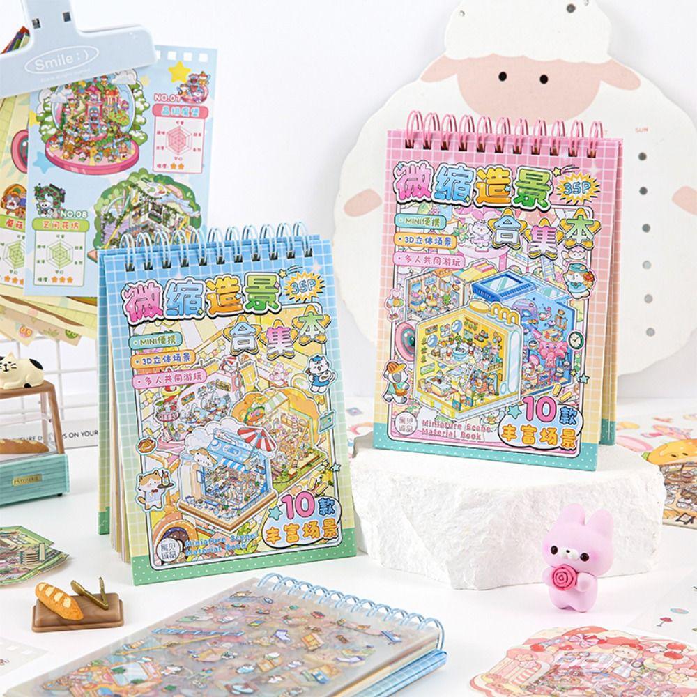 PET 3D Landscape Sticker Decompression Miniature Scene Collage DIY Cabin Scene Sticker  Children