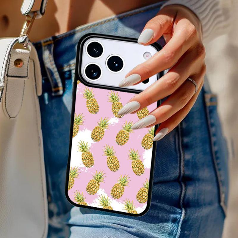 Watercolor Palm Leaves PINEAPPLE Phone Case For iPhone 17 Air 14 15 13 12 Max Cover For Apple 16e 11 Pro Max Plus Coque