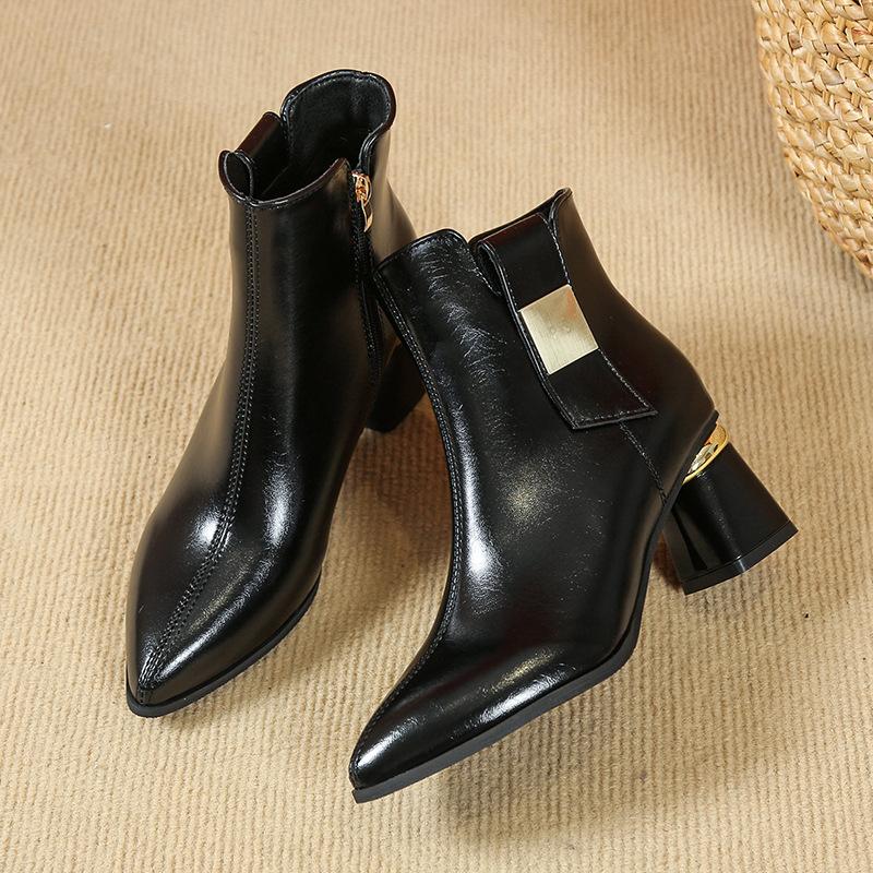 

Новые женские ботильоны на платформе, осень-зима, дизайнерская мягкая подошва, женская обувь, модные кожаные ботинки Cusp в британском стиле для женщин 35