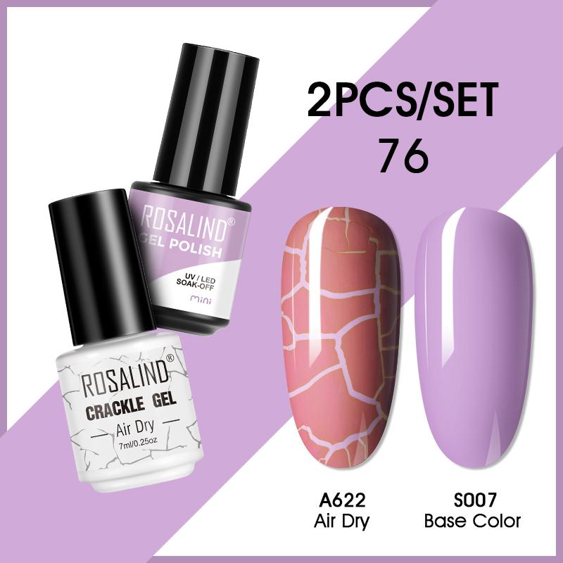 ROSALIND Cracked Gel Nail and Polish Nail Gel Kit Nail Varnish Hybrid Crackle Manicure Art UV Gel Semi Permanent 2PCS