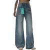 Washed Scratch Wide Leg Jeans Women Big Yard Loose Skinny Drag Floor High-waisted Trailing Straight Trousers Jeans for Women Long Denim Pants
